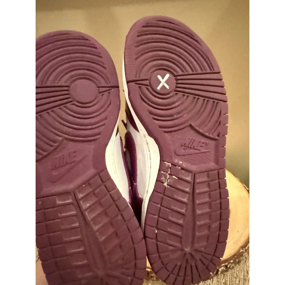 Nike Dunk Low White Purple Leather - Size Kids 4Y FB9109-110